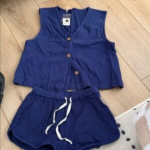 Free People Blue Shorts Set